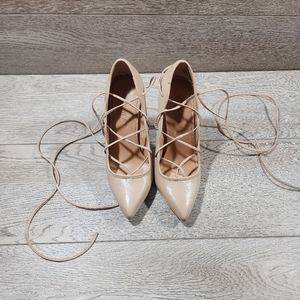 LC Lauren Conrad Leather Runaway Limited edition Stiletto Lace up High heels